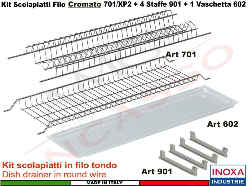 Scolapiatti Zincato Grigio Incasso Pensile 80 701/80Z + 4 Staffe + Vaschetta 602