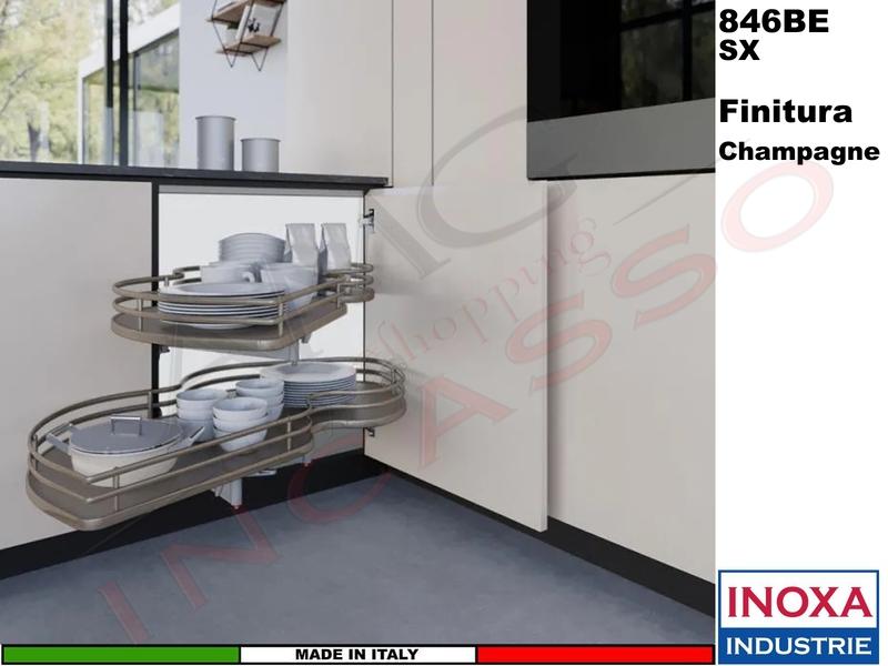 2 Ripiani Girevoli Angolo 105X60 Anta 45 SX Struttura Champagne Ripiano Champagne
