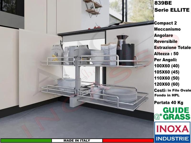 Compact 2 839BE/40 Angolo Base 100X60 Estrazione Totale Reversible+Cesti Scegli Colori