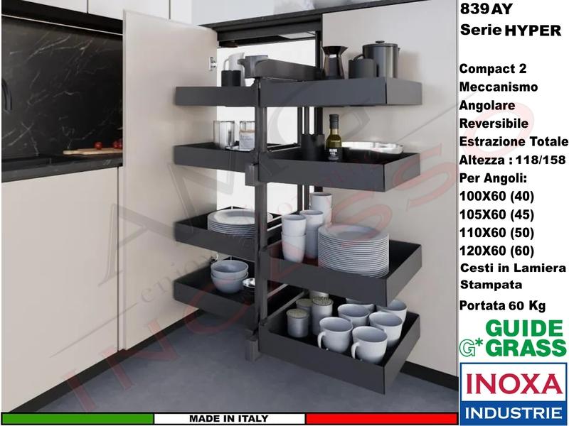 Compact 2 HYPER 839AY Estrazione Totale Reversible 4 Cesti Ardesia Scegli misura