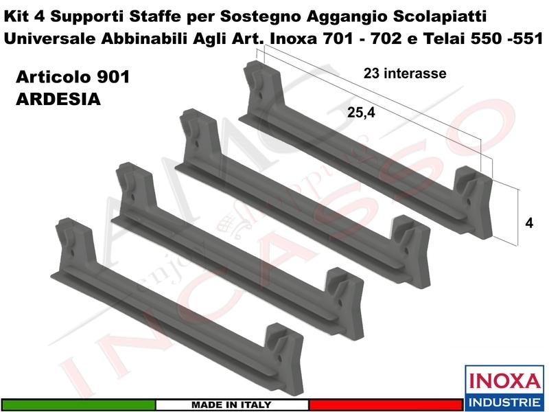 4 Staffe 901AR Supporto Plastica Rinforzata ARDESIA Scolapiatti Inoxa Ricambio Universale