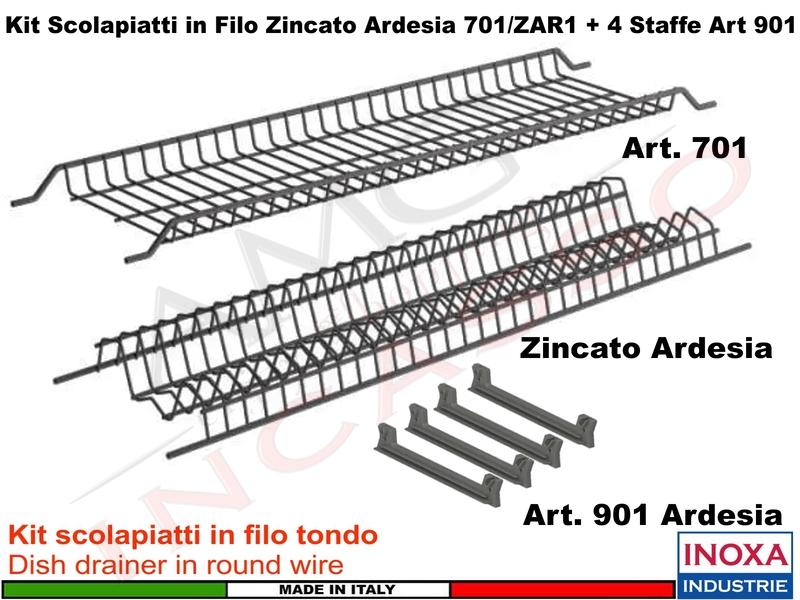 Kit Scolapiatti 701 Pensile cm. 60-80-90 Acciaio Zincato ARDESIA + 4 Staffe