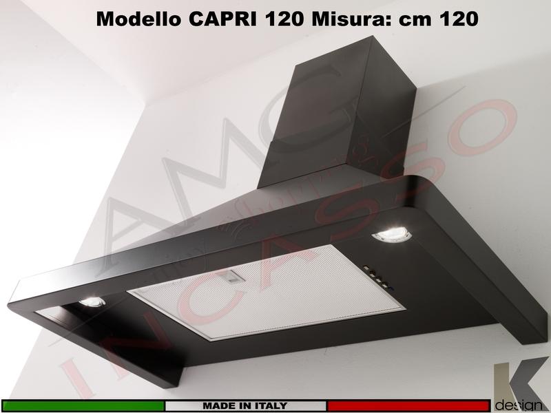 Cappa Parete Moderna 120 CAPRI Finitura Piombo Motore 500 m³/h