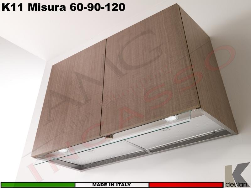 Cappa Parete Moderna 120 K 11 IX Struttura Acciaio INOX Motore 500 m³/h