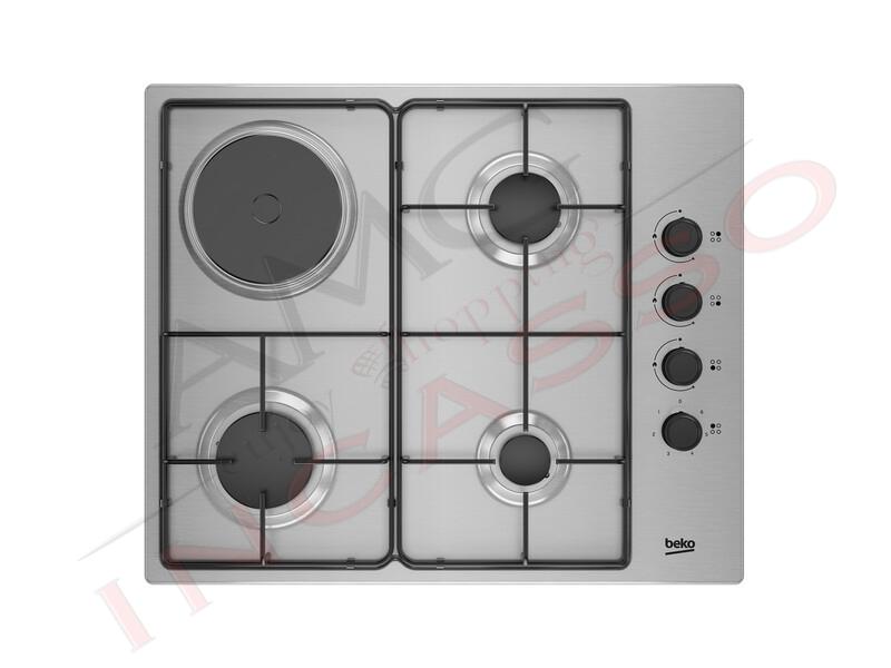 Piano Cottura Beko HIGM64123SX  60Cm 3 Fuochi Fuochi Gas + 1 Elettrico Inox