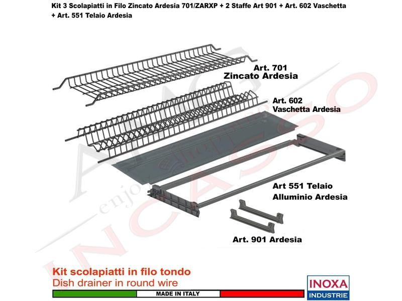 Scolapiatti Zincato ARDESIA Incasso Pensile 80 701/ + 2 Staffe/Vaschetta/Telaio