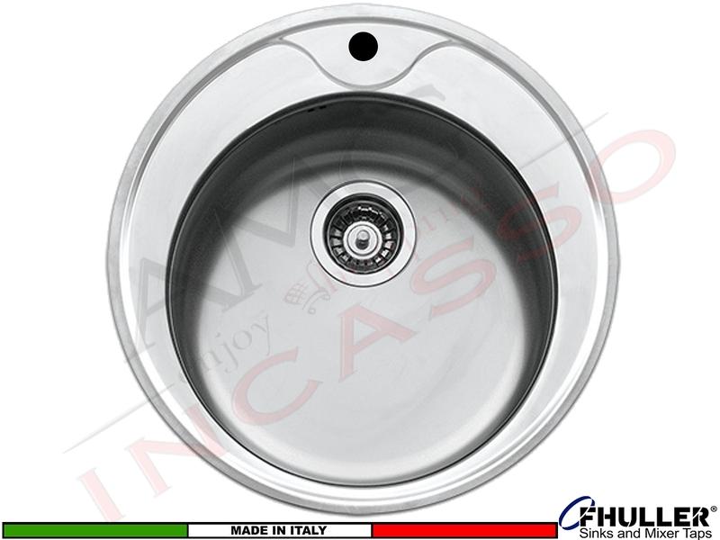 FHPI5103 Lavello Incasso Tondo 1 Vasca Ø 51 Acciaio Inox Cucina Piletta 3 pollici