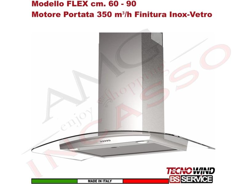 Cappa Parete a T 60 Tecnowind FLEX MID K338I0018 INOX - Vetro Motore 350 m³/h