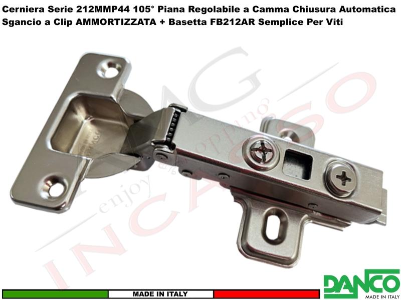 Cerniera Danco 212 Ammortizzata 110° Piana Soft Closing + Basetta 212 Semplice