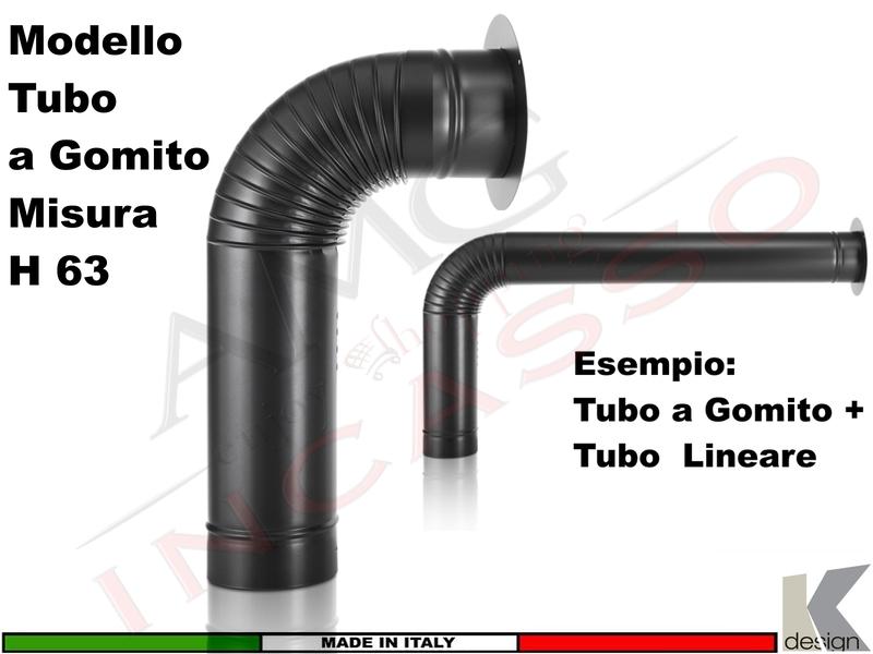 Tubo a Gomito x cappa mod.K 114-W / K 115 / K 125 / k114 Isola - NERO LAVAGNA