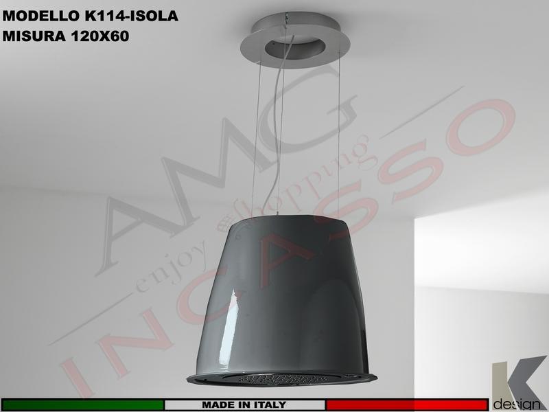 Cappa Isola Moderna K114-I ISOLA Ø 46,5 Struttura Titanio Motore 600 m³/h