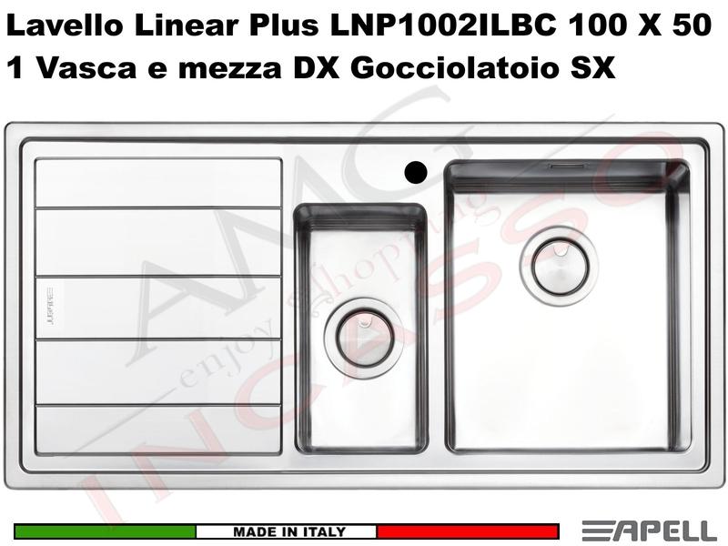 Lavello Cucina Linear Plus 1 Vasca Destra cm.100x50 Acciaio Inox