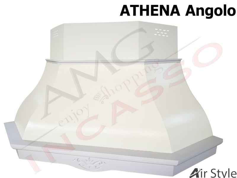 Cappa Angolo Athena 103X103 Legno Frassino o Tiglio Verniciata + MOTORE 420 m3/h