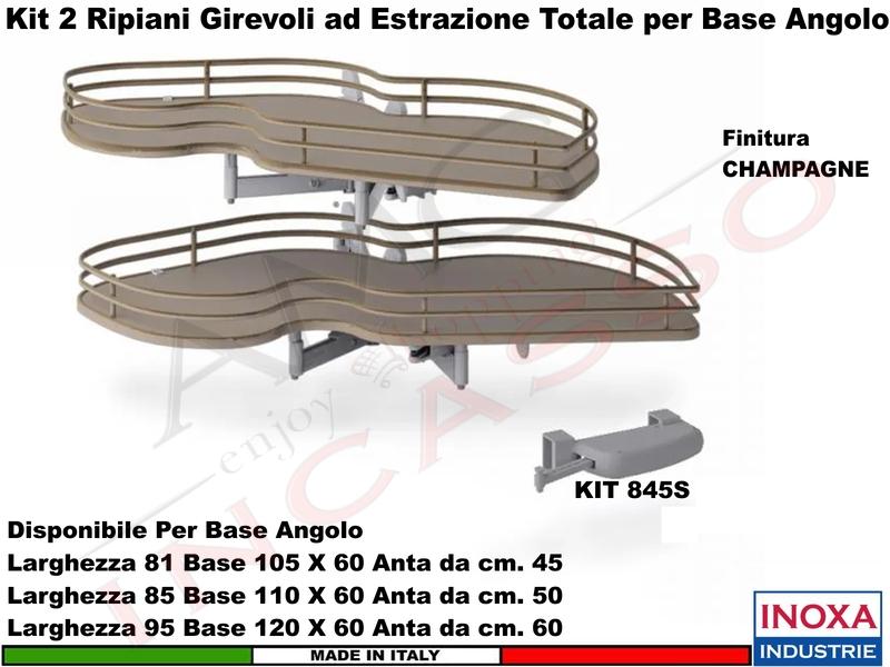 Meccanismo Angolo Estraibile Totale Ammortizzato 846BE 105X60 Anta 45 SX Champag