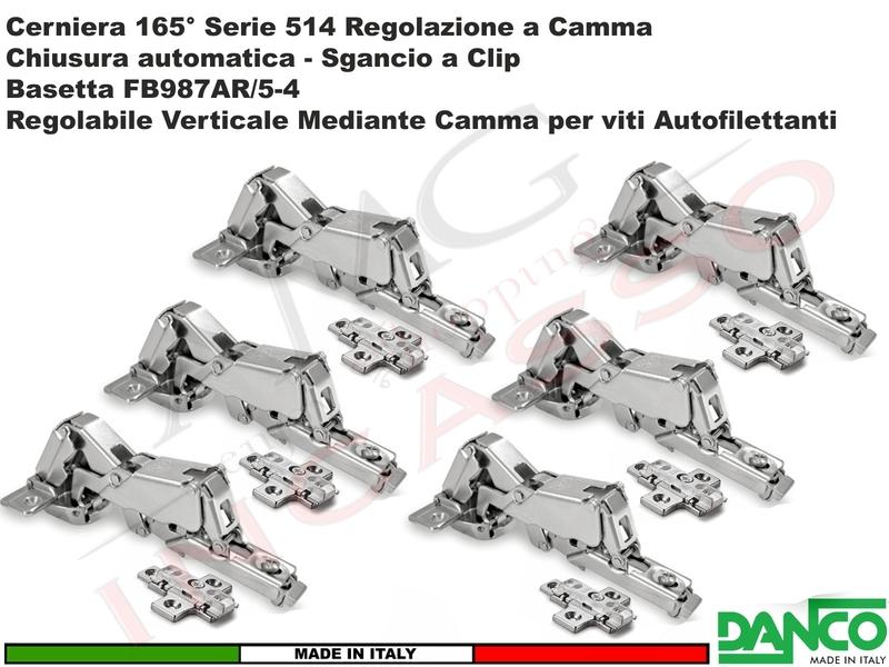 Set 6 Cerniere Clip Danco F51401P44 PIANA Automatica 165° Cucina + Basetta 987