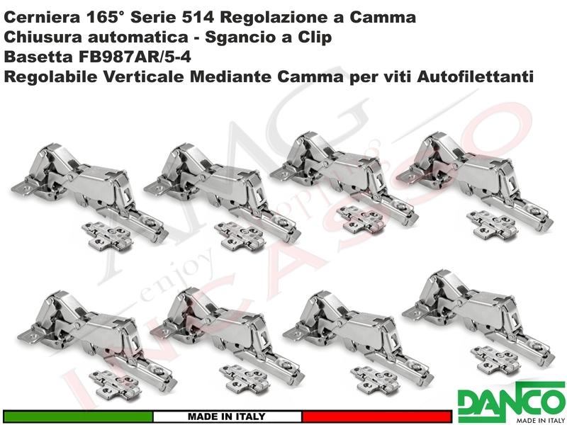 Set 8 Cerniere Clip Danco F51401P44 PIANA Automatica 165° Cucina + Basetta 987