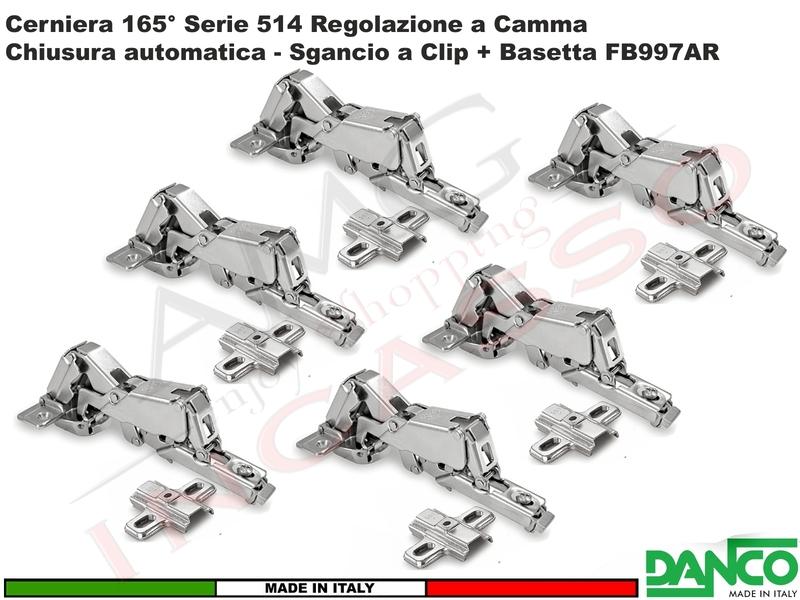 Set 6 Cerniere Clip Danco F51401P44 PIANA Automatica 165° Cucina + Basetta 997