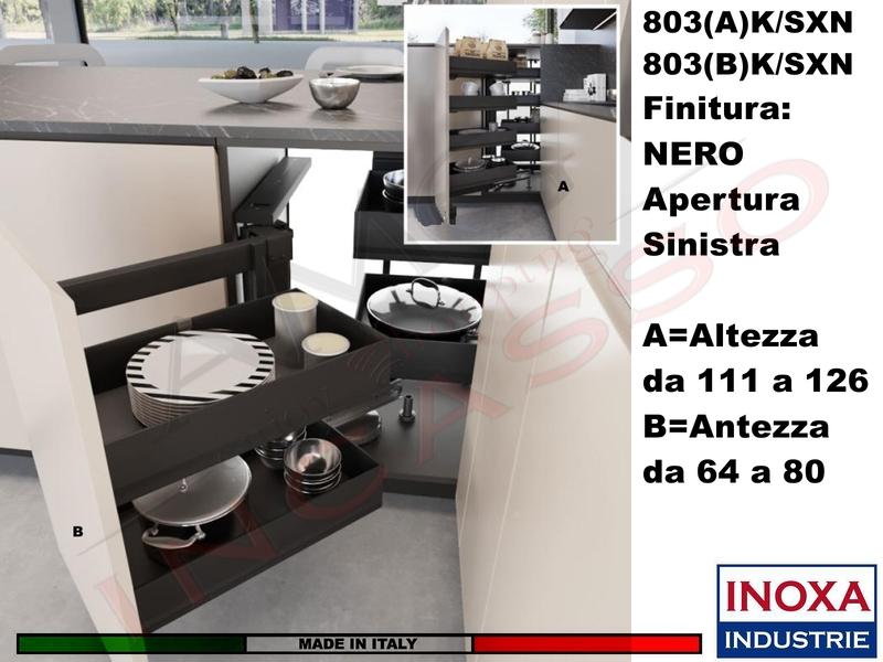 Meccanismo Angolo 803AK + 8 Cesti Base 105x60 Anta da 45 SX H 111 a 126 Nero