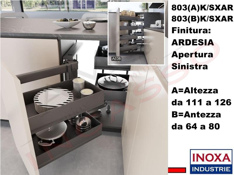 Meccanismo Angolo 803BK + 4 Cesti Base 105x60 Anta da 45 SX H 64 a 80 Ardesia