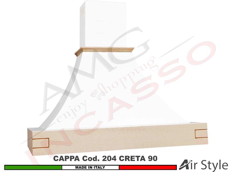 Cappa FHULLER Parete Rustica Creta 90 Legno Frassino o Tiglio Grezzo + MOTORE 420 m³/h