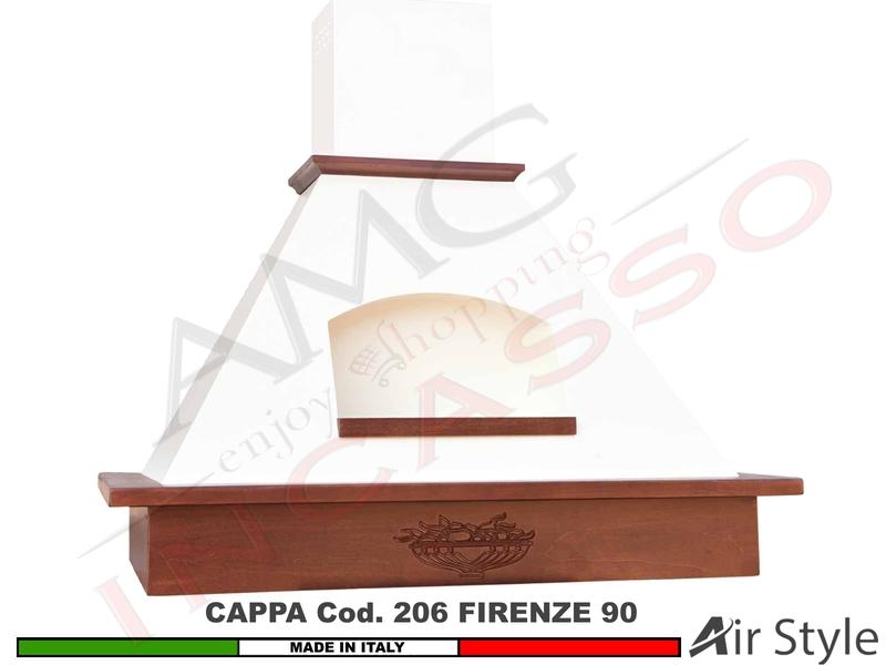 Cappa Parete Rustica Firenze 90 Legno Frassino o Tiglio Grezzo + MOTORE 420 m³/h