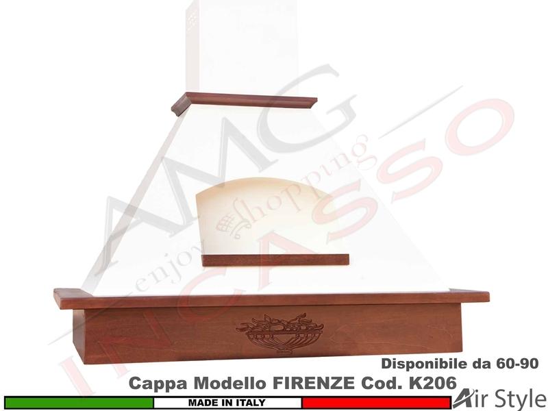 Cappa Parete Rustica Firenze 60/90 Legno Frassino Tiglio Verniciata MOTORE 420m3