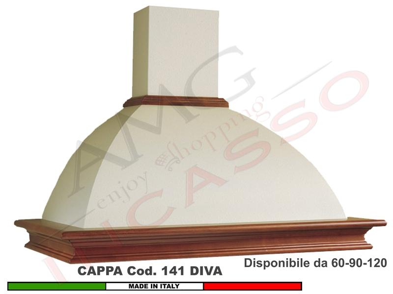 Cappa Rustica Diva 60/90/120 Legno Frassino /Tiglio Verniciata + MOTORE 420 m³/h