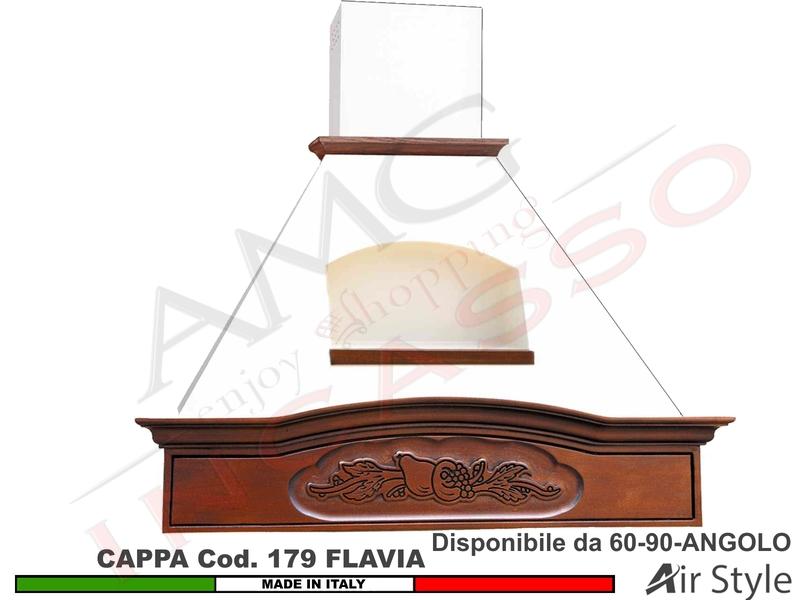 Cappa Parete Rustica Flavia 60-90-Angolo Legno Frassino/Tiglio Grezzo + MOTORE 420 m3/h