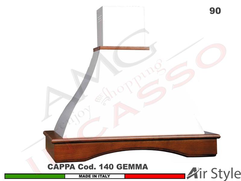 Cappa Parete Rustica GEMMA 90 Legno Frassino o Tiglio Grezzo + MOTORE 420 m³/h