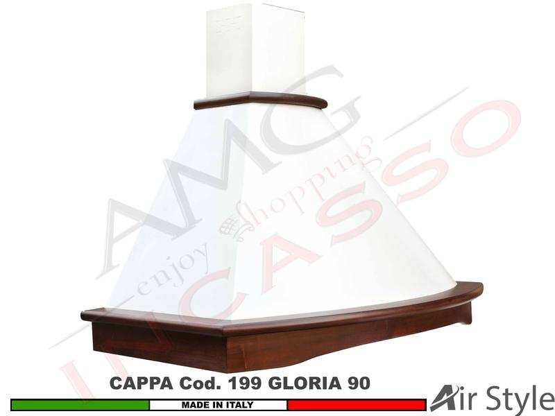 Cappa Parete Rustica GLORIA 90 Legno Frassino o Tiglio Verniciata + MOTORE 420m³/h