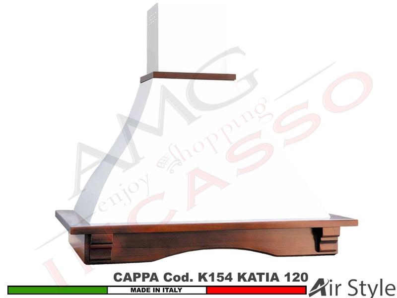 Cappa Parete Rustica KATIA 120 Legno Frassino o Tiglio Grezzo + MOTORE 420 m³/h