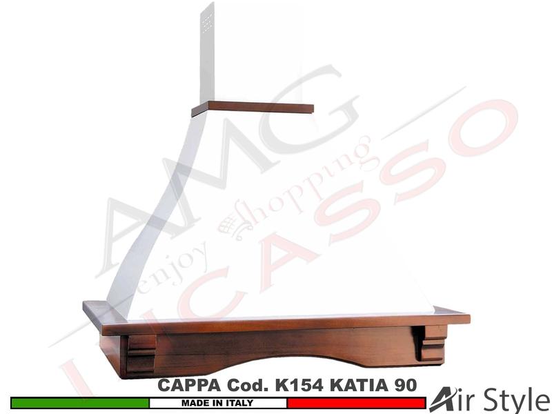 Cappa Parete Rustica KATIA 90 Legno Frassino o Tiglio Grezzo + MOTORE 420 m³/h