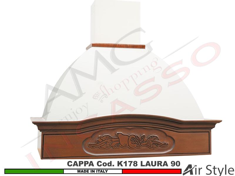 Cappa Parete Rustica LAURA 90 Legno Frassino o Tiglio Verniciata + MOTORE 420m³
