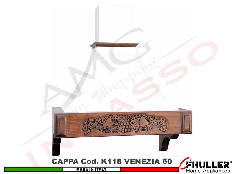 Cappa Parete Rustica VENEZIA 60 Legno Frassino o Tiglio Grezzo + MOTORE 420 m³/h