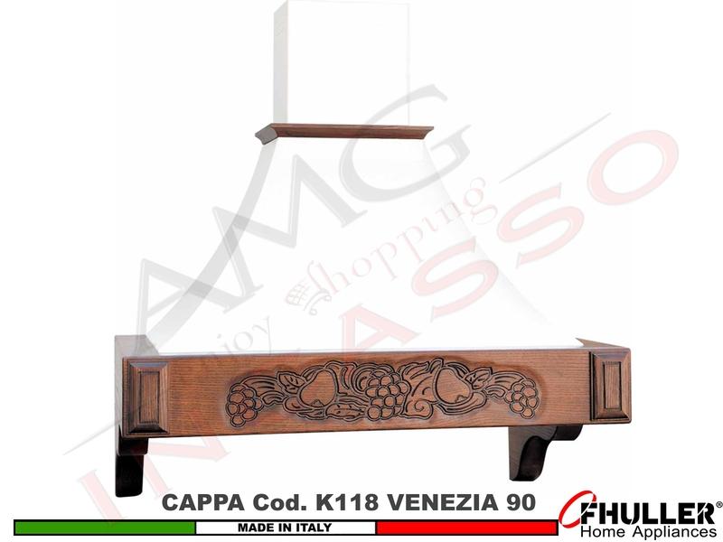 Cappa Parete Rustica VENEZIA 90 Legno Frassino o Tiglio Verniciata + MOTORE 420 m³