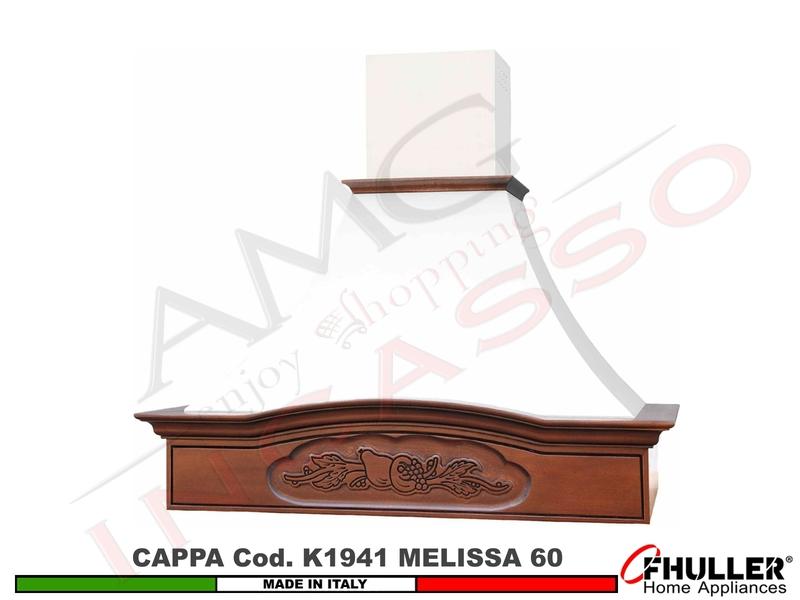 Cappa Parete Rustica MELISSA 60 Legno Frassino o Tiglio Verniciata + MOTORE 420m³