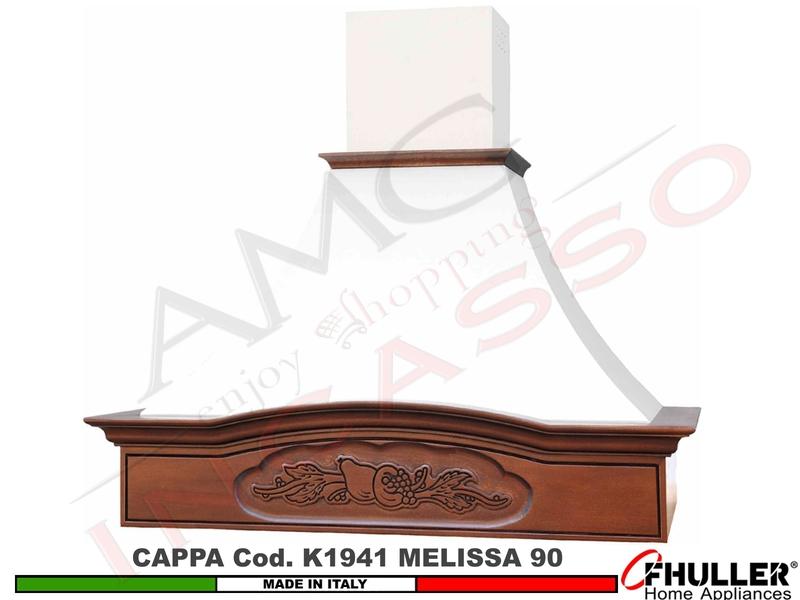 Cappa Parete Rustica MELISSA 90 Legno Frassino o Tiglio Grezzo + MOTORE 420 m³/h