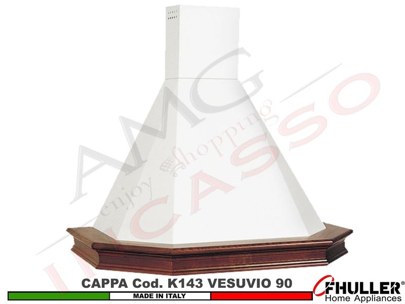 Cappa Parete Rustica VESUVIO 90 Legno Frassino o Tiglio Verniciata + MOTORE 420m³/h