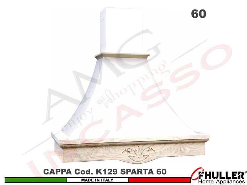 Cappa Parete Rustica SPARTA 60 Legno Frassino o Tiglio Verniciata + MOTORE 420m³/h