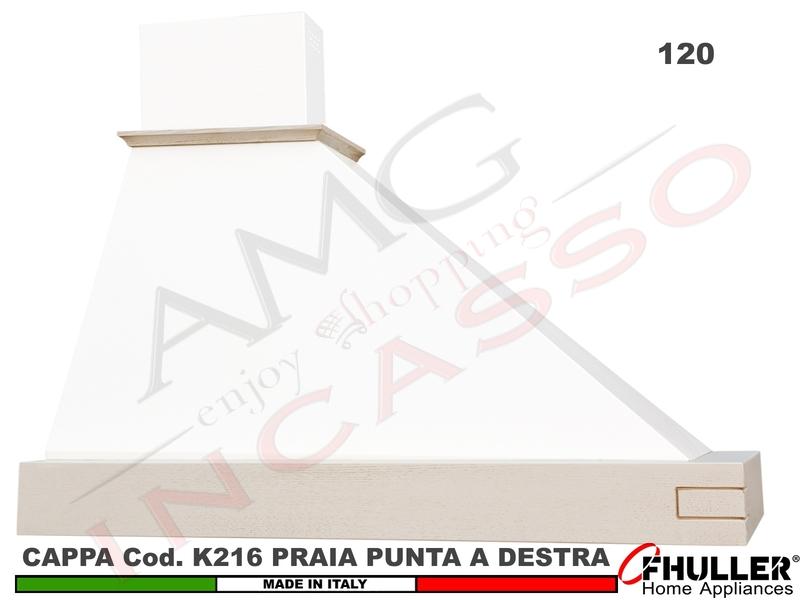 Cappa FHULLER TRAPEZIO PRAIA 120 Legno Frassino/Tiglio Grezza + MOTORE 420 m³/h Punta DX
