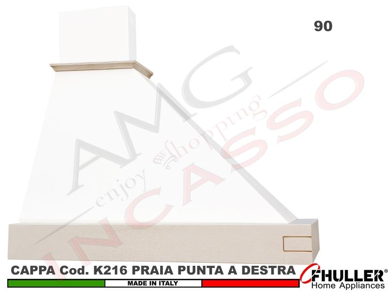 Cappa FHULLER TRAPEZIO PRAIA 90 LEGNO Verniciato a Campione + MOTORE 420 m³/h Punta DX