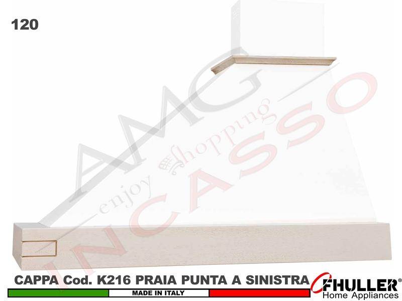 Cappa FHULLER TRAPEZIO PRAIA 120 LEGNO Verniciato a Campione + MOTORE 420 m³/h Punta DX