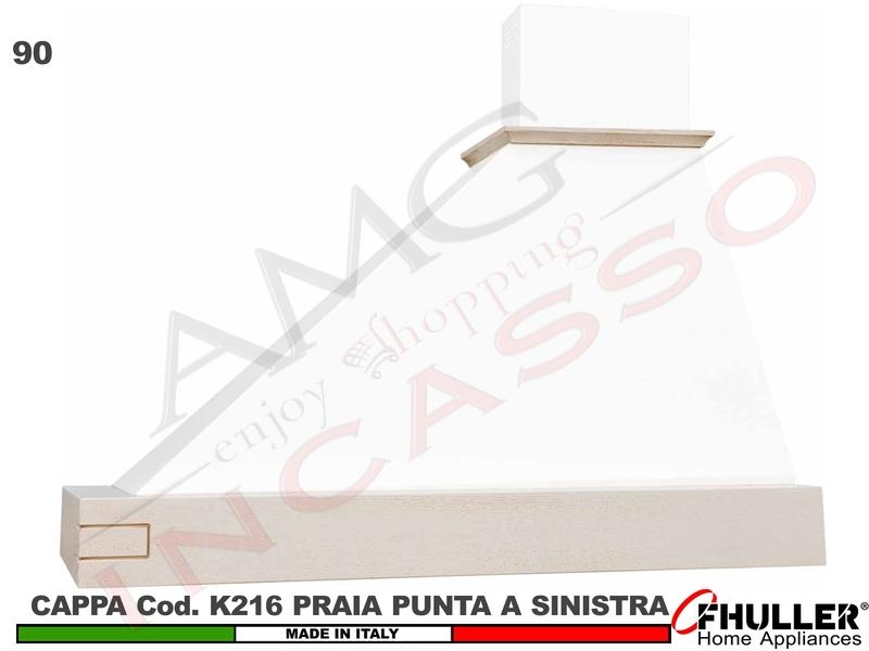 Cappa FHULLER TRAPEZIO PRAIA 90 Legno Frassino/Tiglio Grezza + MOTORE 420 m³/h Punta SX