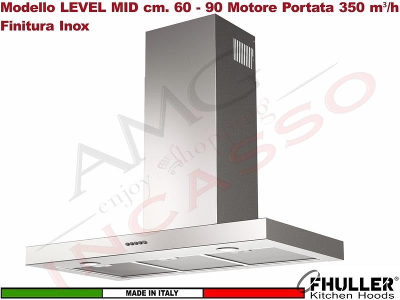 Cappa Parete a T 60 Tecnowind-Fhuller LEVEL MID INOX K326I0045 Motore 350 m³/h Classe D
