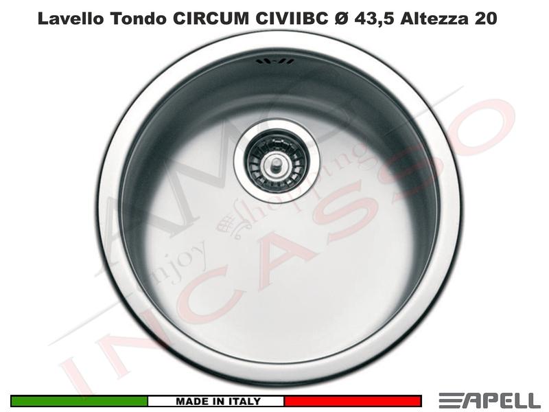 Lavello Cucina Circum 1 Vasca / Pozzetto Ø cm. 43,5 Acciaio Inox