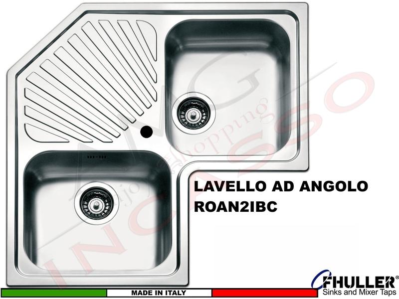 Lavello Angolo Incasso Apell-FHULLER ROAN2IBC 83X83 2 Vasche Acciaio Spazzolato