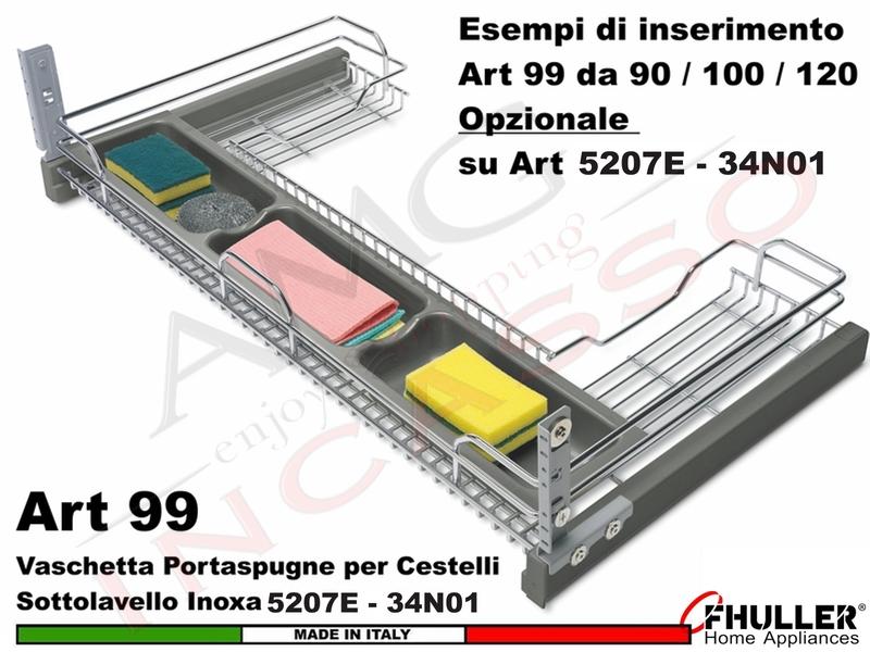 Vaschetta porta spugne Accessorio per sottolavello 99/100AR INOXA FHULLER Ardesia