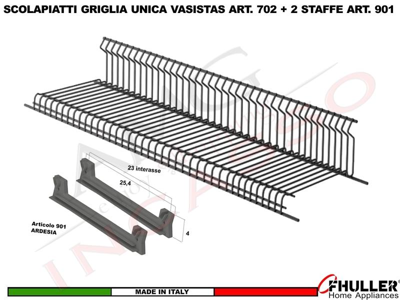 Scolapiatti VASISTAS Griglia Unica ARDESIA 702 Pensile 50 Interno 45,5 + 2 Staffe