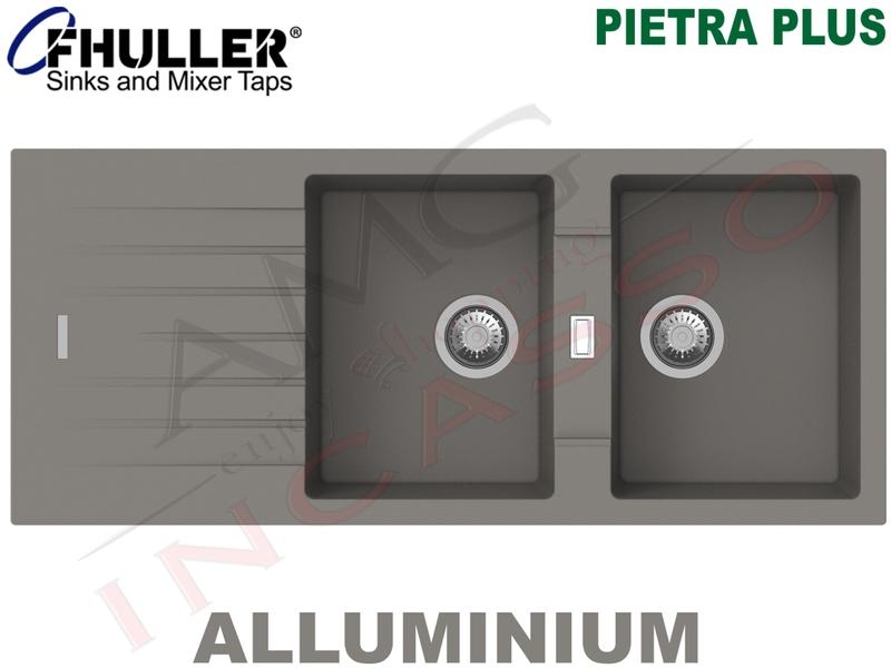 Lavello Incasso Apell-Fhuller PTPL1162GA 116X50 2 Vasche + Go. Granito Alluminio