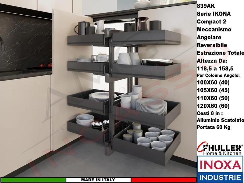 Compact 2 IKONA 839AK/40 Colonna 100X60 Estrazione Totale Reversible Cesti Scegli Colori